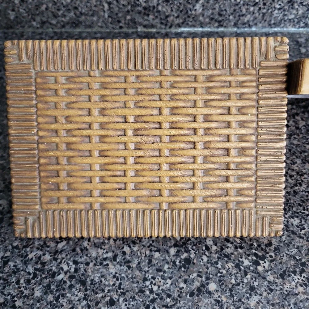 Vintage 1978 Syroco Homco Faux Wicker Brown Wall Shelves Set of 2 Made in USA